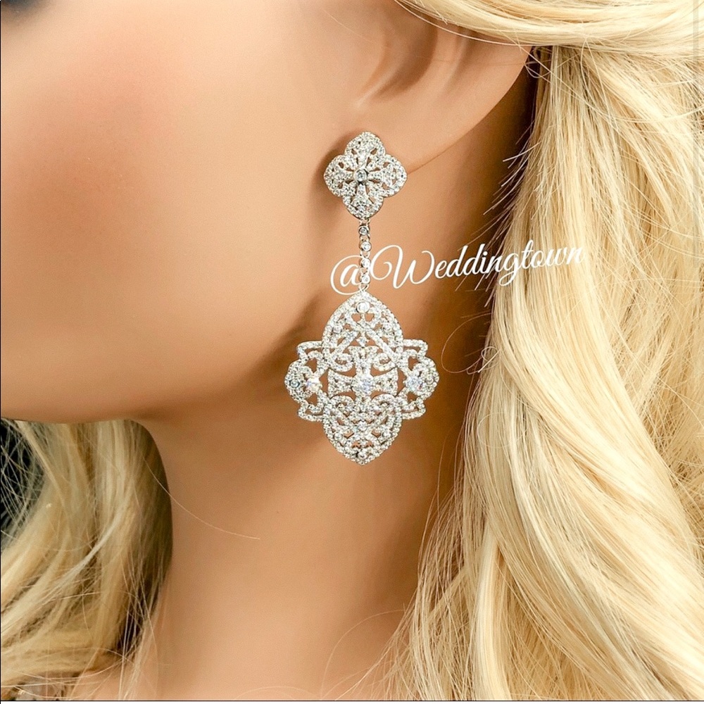 Silver cross diamond luxury Swarovski dangle queen